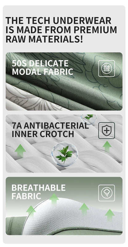 MiiOW Modal Men Underwear - 3Pcs Silky Skin-friendly Breathable Antibacterial Boxers