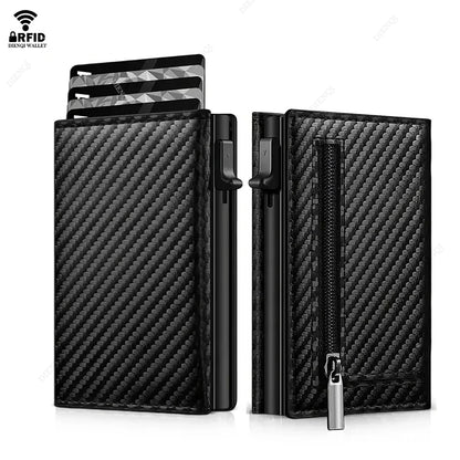 Rfid Credit Card Holder Mens Wallet Luxury Brand Bank Cardholder Cass Carbon Fiber Minimalist Walet Purse Smart Wallets for Men