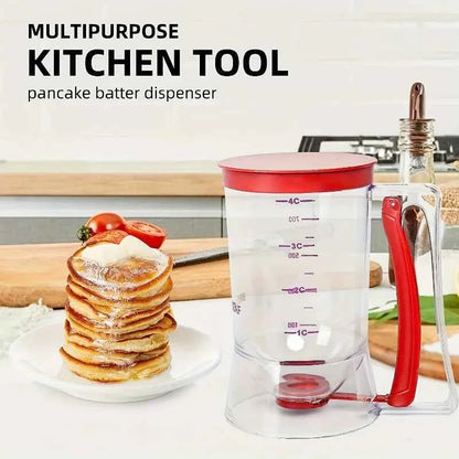Foldable Batter Dispenser - Pancake/Cupcake/Waffle Batter Separator with 6 Nozzles, Non-Drip Precision Pouring Tool for Baking
