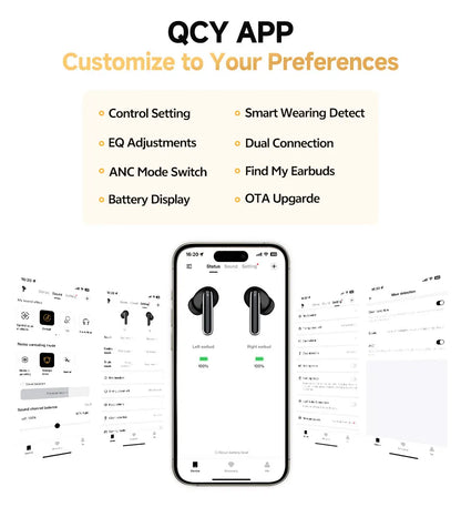 QCY MeloBuds Pro Earphones with 46dB ANC, Hi-Res LDAC, Bluetooth 5.3, 6 Mic Multipoint Connection, In-Ear Detection - ShopHub