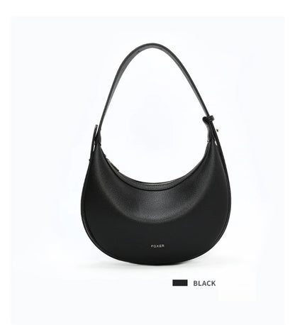 FOXER Women's Shoulder Bag PU Leather New Lady Crescent Underarm Bag Fashion Minimalist Crossbody Bag for Daily Casual Outfit