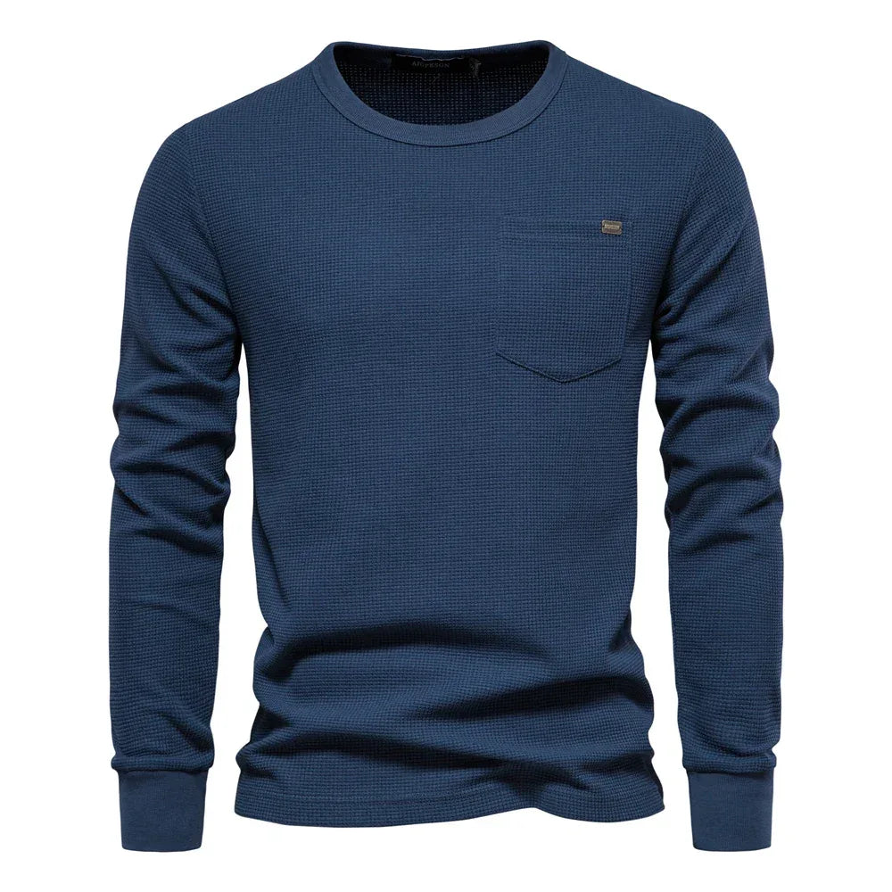 AIOPESON Men's Waffle Cotton Long Sleeve Shirts - ShopHub