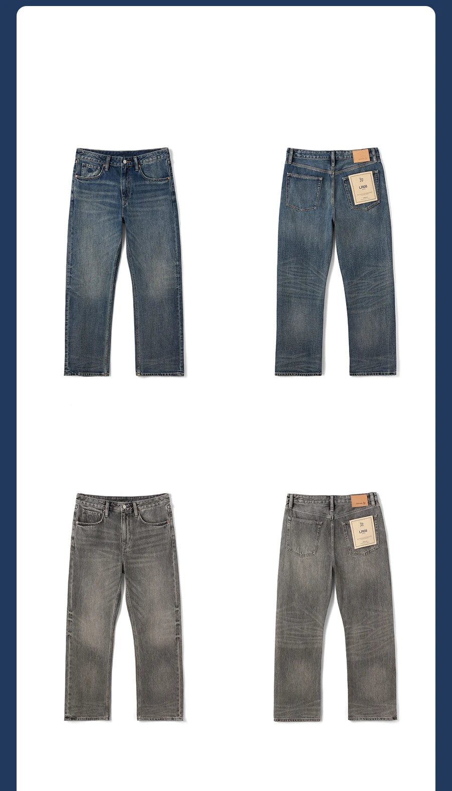 SIMWOOD High Standard 2026 Spring New 13oz Cotton Hemp Washed Vintage Jeans for Men,Classic Retro Casual Denim Trousers