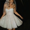 Smileven Sleeveless A Line Shiny Glitter Short Wedding Dress