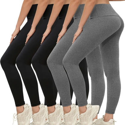 5-Pack of Women's High-Waisted Workout Leggings (various sizes and colours available) Habicare