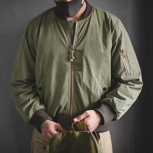 MADEN Panelled MA-1 Bomber Jacket | Blue or Military Green