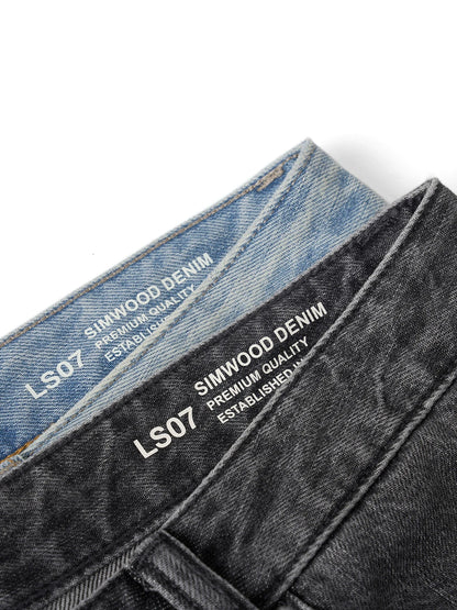 SIMWOOD 2026 Autumn Winter New Loose Straight 13oz 100% Cotton Fabric Jeans Men Washed Vintage Classical Denim Trousers