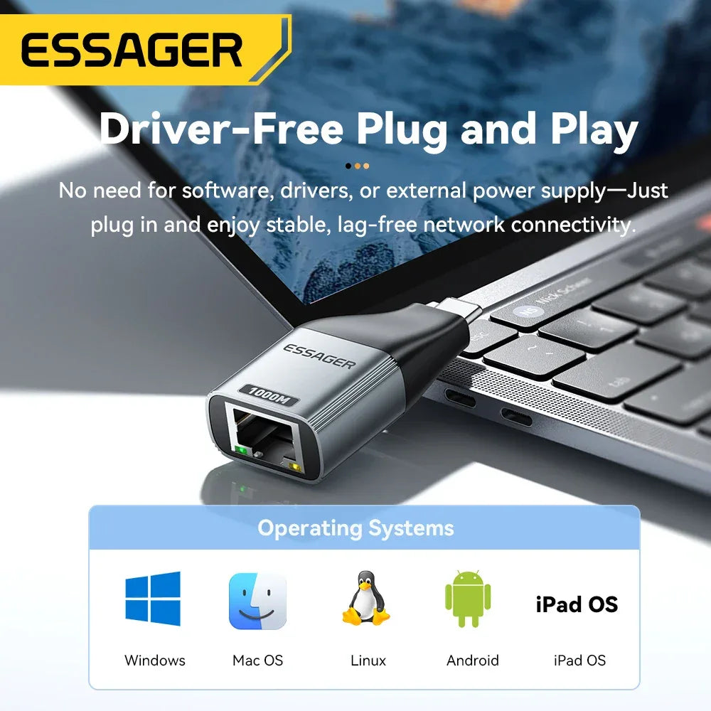 Essager Type-C to Ethernet Adapter - ShopHub