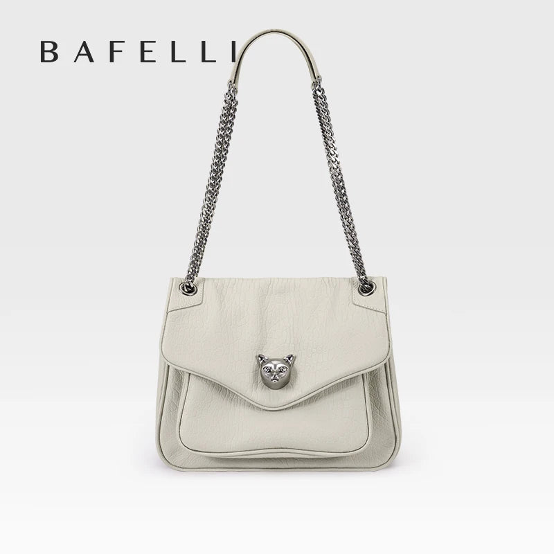 BAFELLI Chained Genuine Leather Satchel Bag
