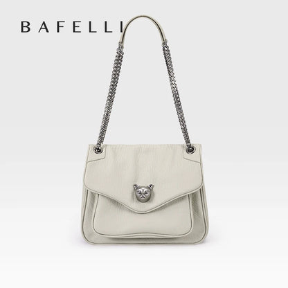 BAFELLI Chained Genuine Leather Satchel Bag