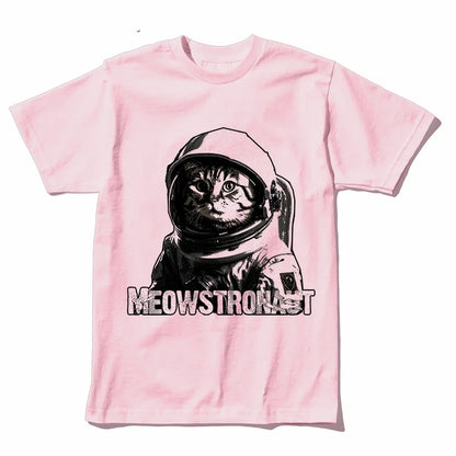 COOLMIND U0012 Astronaut Cat Graphic Cotton Tee