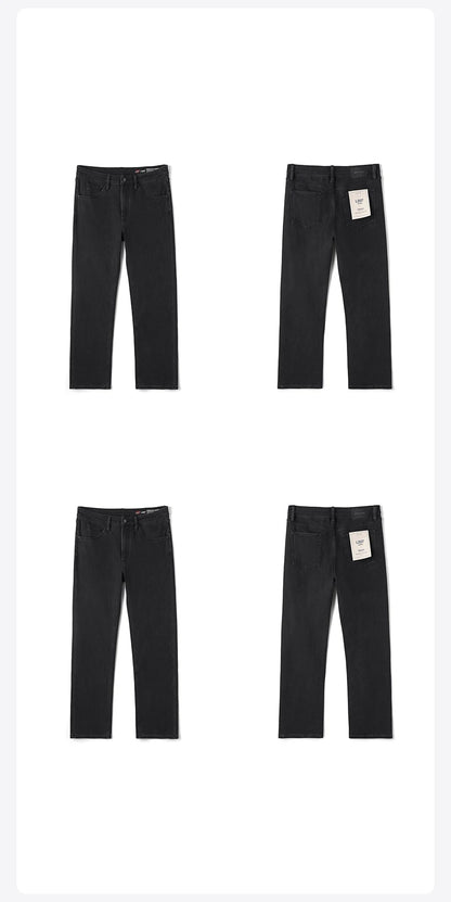 SIMWOOD 2026 Autumn New Loose Straight 13oz Elastic Fabric Jeans Men Washed Vintgae Basic Black Denim Trousers