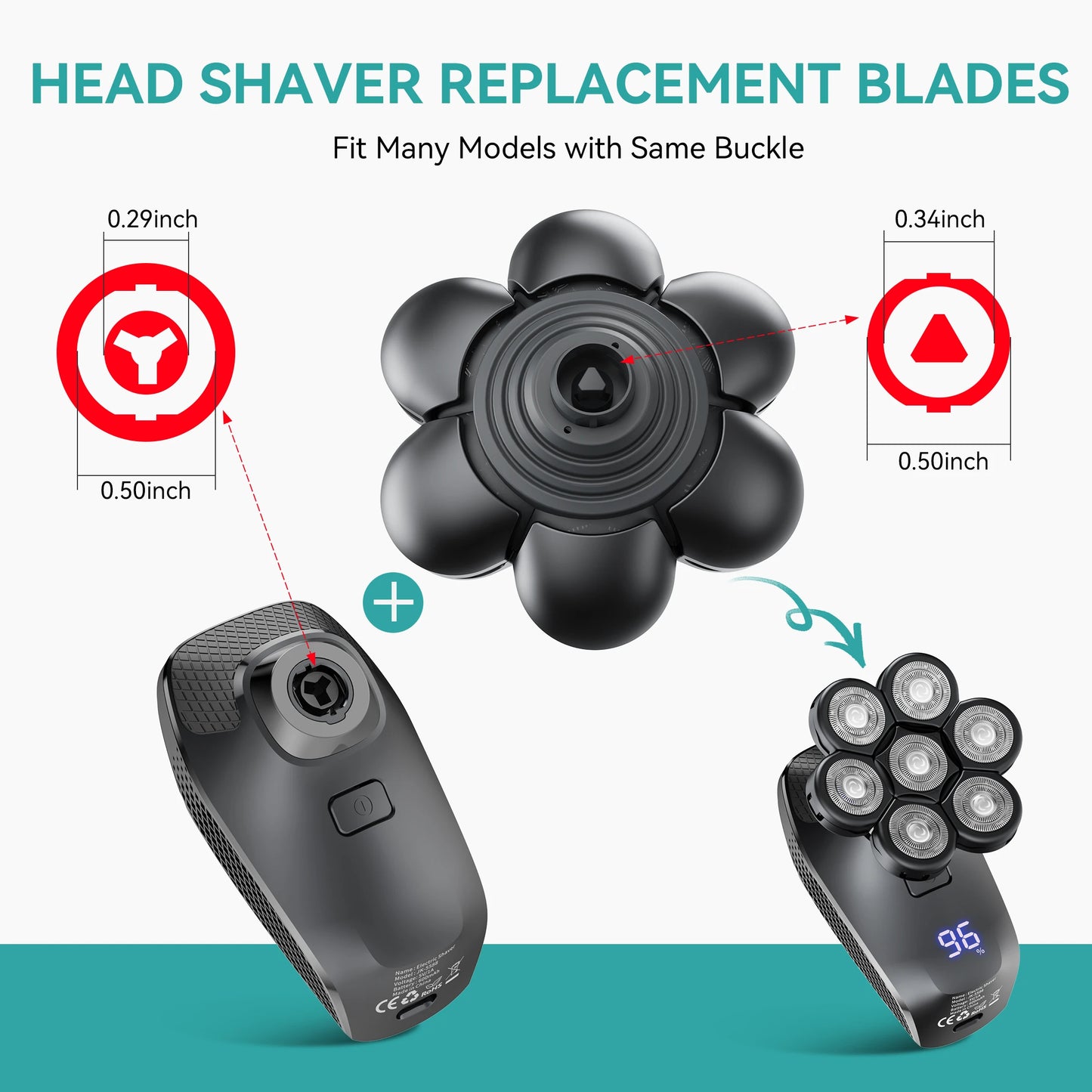 Kensen Electric Shaver Head Replacement for 7D Floating Washable Shaver