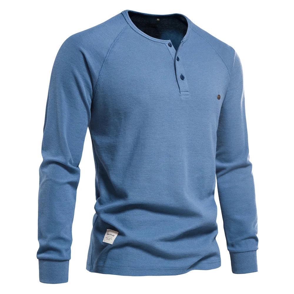 AIOPESON Waffle Henley Shirts - ShopHub
