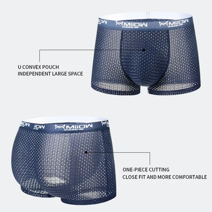 MiiOW Breathable Mesh Men's Underwear - Sexy Ice Silk Boxers
