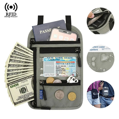 RFID Passport Holder Travel Anti-Theft Neck Pouch
