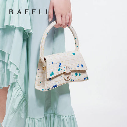 BAFELLI Floral Genuine Leather Half-Moon Bag