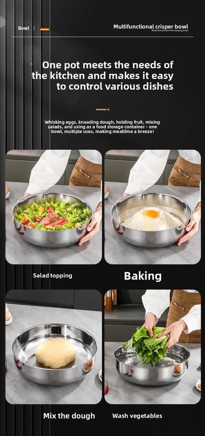 Large Stainless Steel Mixing Bowls - Rust Resistant Kitchen Utensils for Dough, Pasta, Vegetables, and Soups