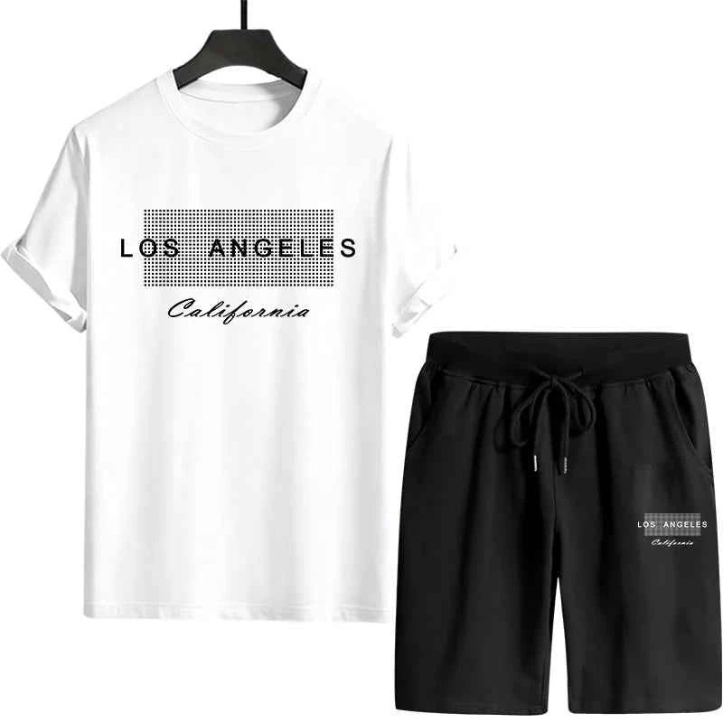 Men's Casual Tracksuit T-Shirt and Shorts for Urban Fashion and Summer Comfort