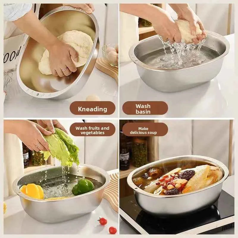 Stainless Steel Mixing Bowl | Food-Grade Heavy Duty for Dough Kneading&Vegetables | Multi-Use Dishwasher Safe Home Commercial