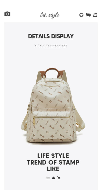 FOXER Women's Backpack Signature PVC Printing Fashion Travel Shoulder Bag Ladies Travel Rucksack Female Casual Monogram Backpack