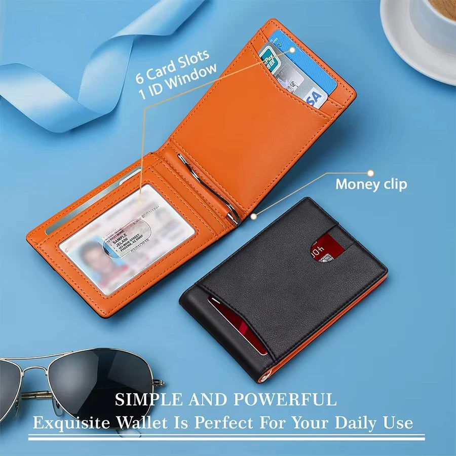 Rfid Leather Men Wallets Money Bag Slim Thin Card Holder Wallet Carbon Fiber Male Small Short Purse Black Billfold Walet Gifts