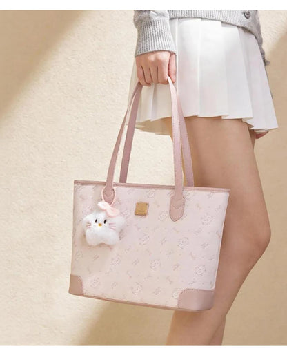 FOXER Summer New Women's Shoulder Bag PVC Leather Daily Tote Bag Female Commuting Purse Large Capacity Handbag for Everyday Use