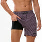 Men's boardshorts by ShopHub NZ featuring classic print, elastic waist, and 2-in-1 design, ideal for beach and swimwear.