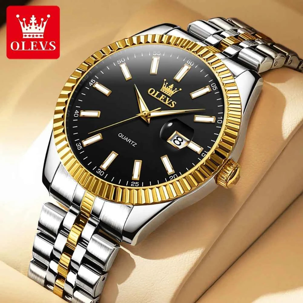 OLEVS 5593 Waterproof Watch Unisex Fashion Quartz Wristwatch with Luminous Features and Date Calendar Design