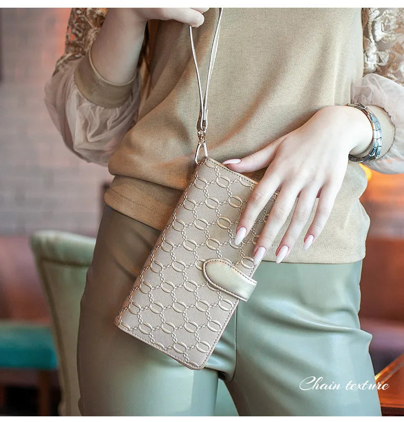 FOXER Split Leather Women's Long Wallet in Gold