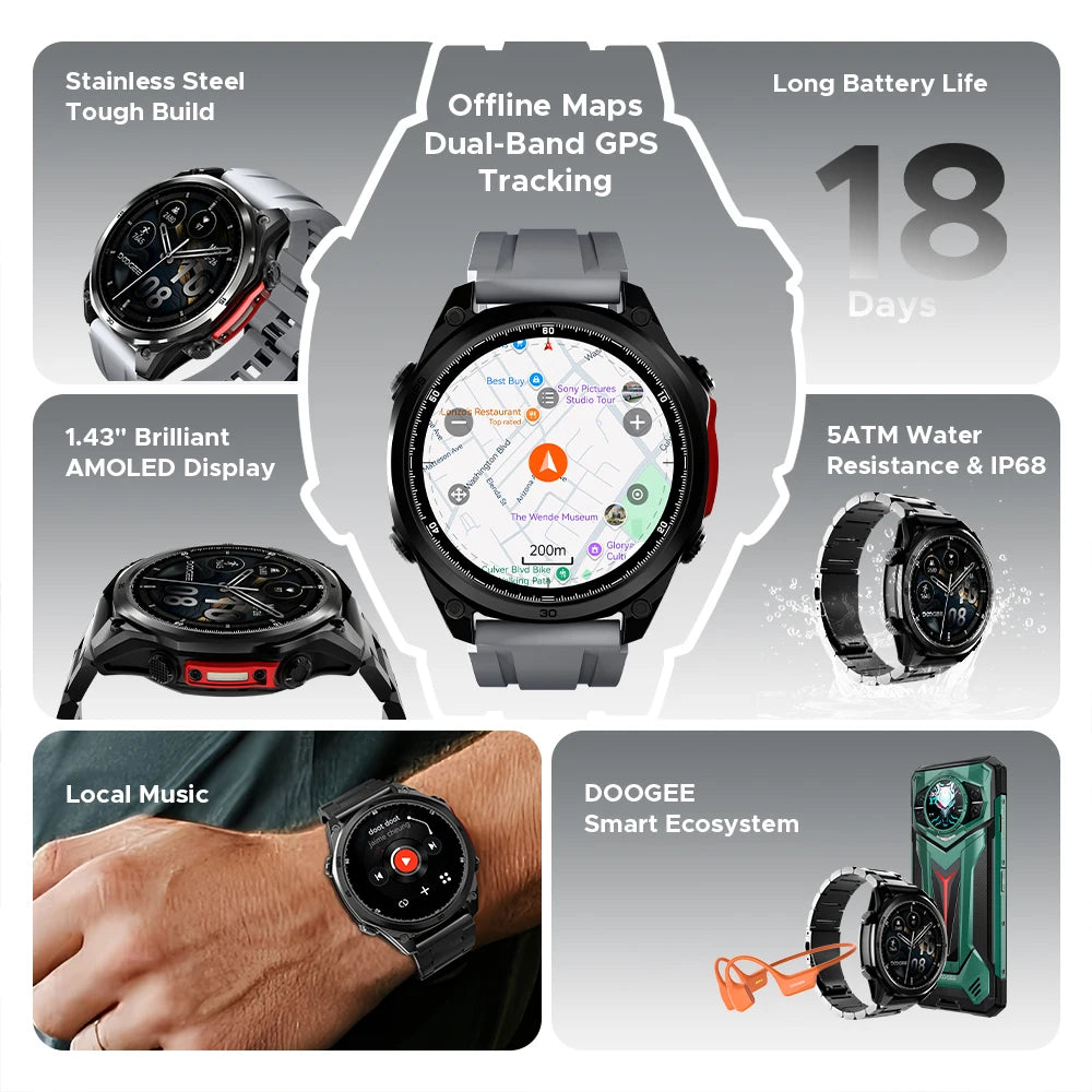 DOOGEE Anywise W1 Pro AMOLED GPS Sports Smartwatch