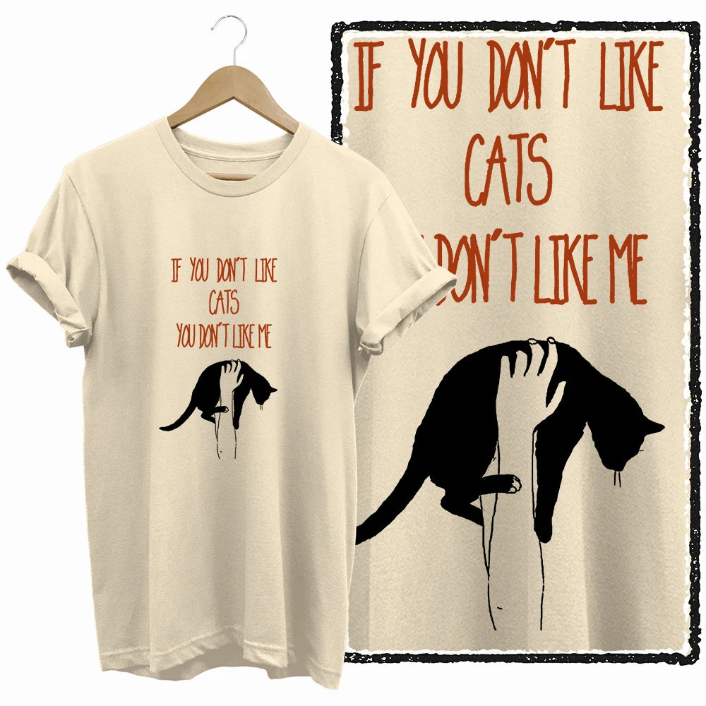 COOLMIND Beige Cat Graphic T-Shirt | Women's Relaxed Fit