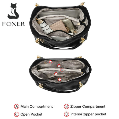 FOXER Women's Shoulder Bag — Genuine Leather Elegance for Every Day