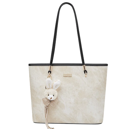 FOXER Designer Women's Tote Bag High Quality PVC Leather Female Handbag Trendy Casual Commuter Shoulder Bag with Pendant