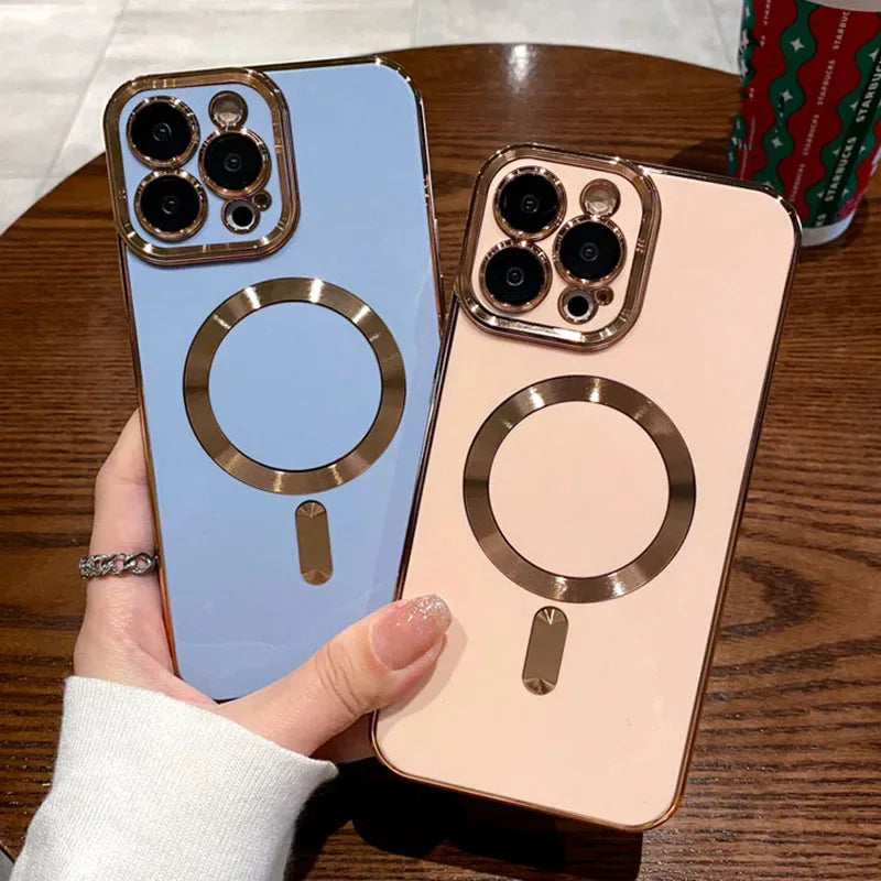 QIXTWO Luxury Plating Solid Colour Magnetic Wireless Charge Case - ShopHub