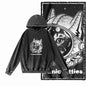 Night Prowler Cat Graphic Acid-Washed Black Hoodie