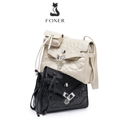 FOXER Vintage Wrinkle Genuine Leather Tote Bag