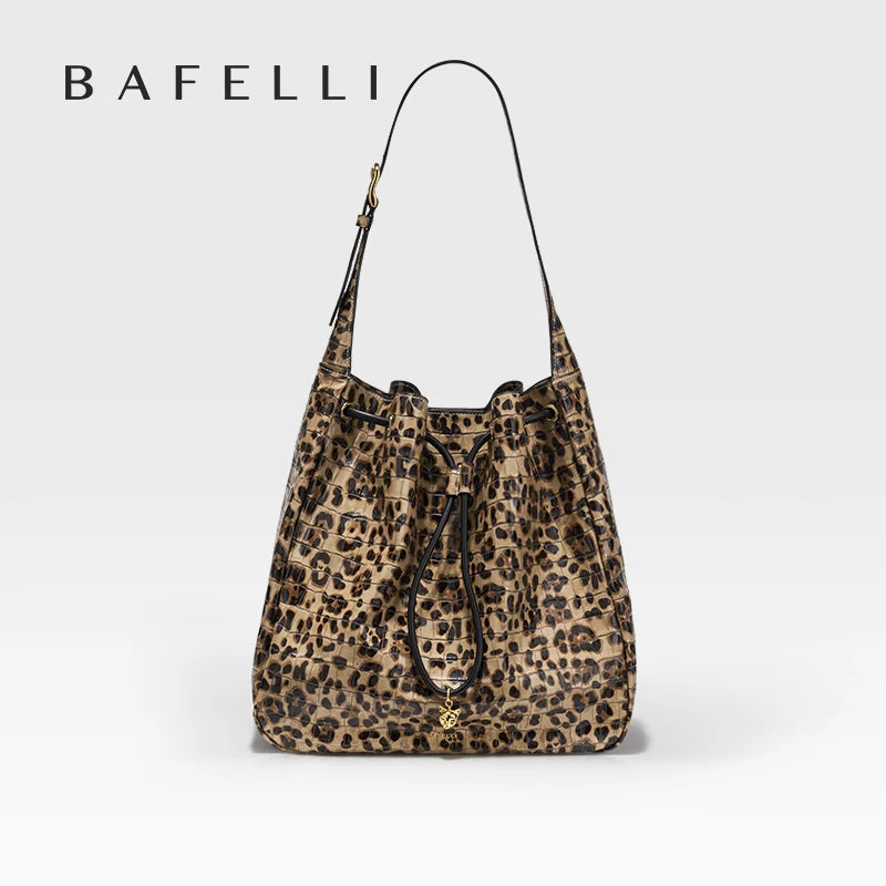 BAFELLI Leopard-Print Cow Leather Hobo Bag
