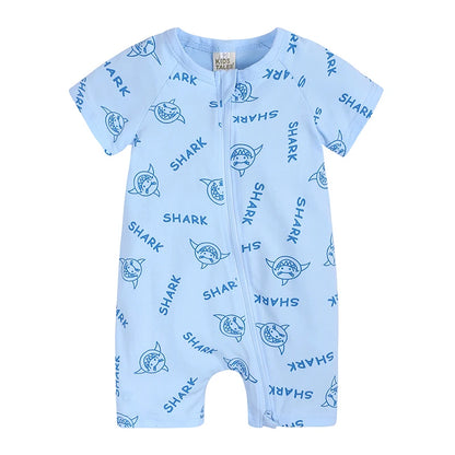 Kids Tales Playful Prints Cotton-Blend Short-Sleeve Baby Romper
