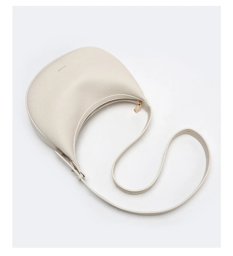 FOXER Women's Shoulder Bag PU Leather New Lady Crescent Underarm Bag Fashion Minimalist Crossbody Bag for Daily Casual Outfit