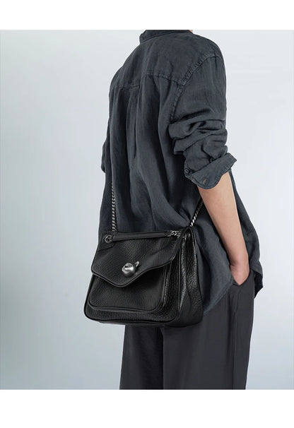 BAFELLI Chained Genuine Leather Satchel Bag