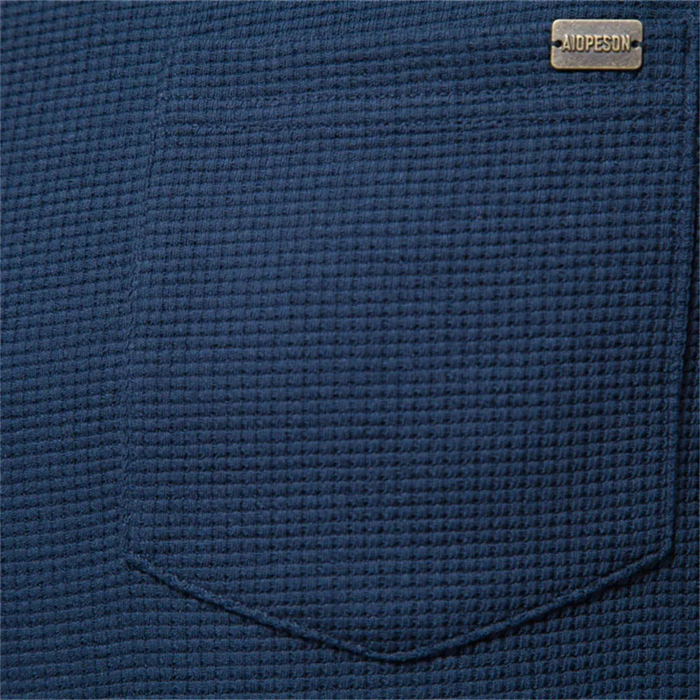 AIOPESON Men's Waffle Cotton Long Sleeve Shirts - ShopHub