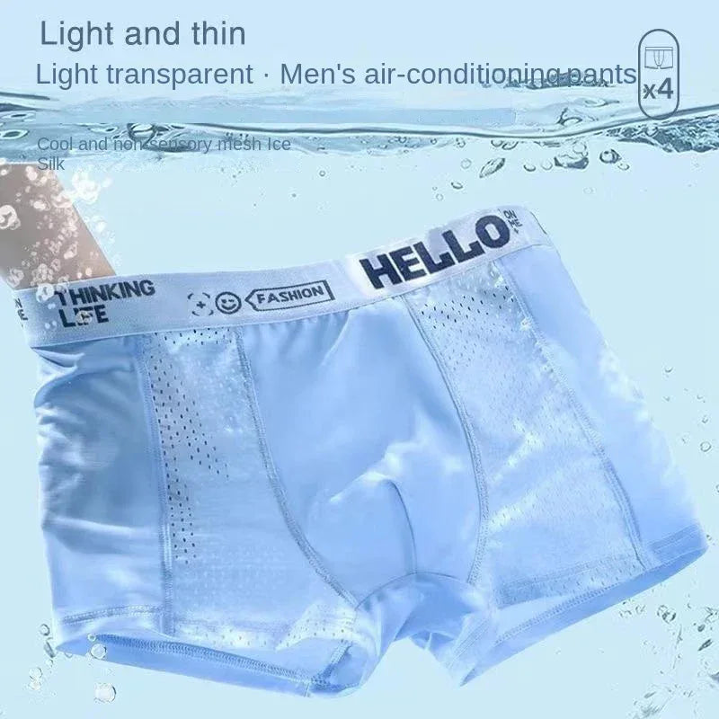 Men's 4 Pack Mesh Ice Silk Boxer Shorts - ShopHub