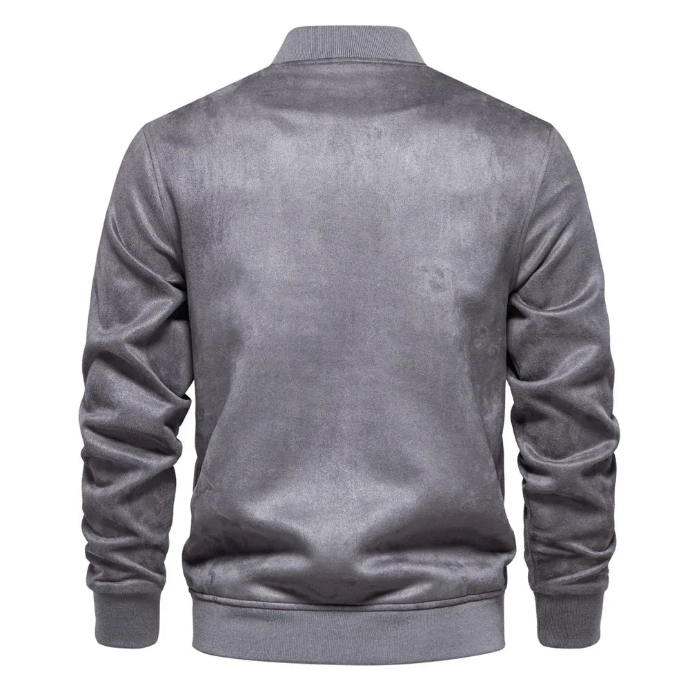 AIOPESON Suede Button-Up Bomber Jackets - ShopHub