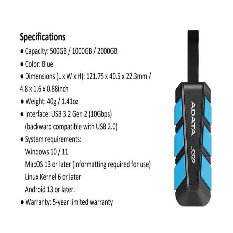 Portable SSD 500GB/1TB USB 3.2 (1050MB/s) Habicare