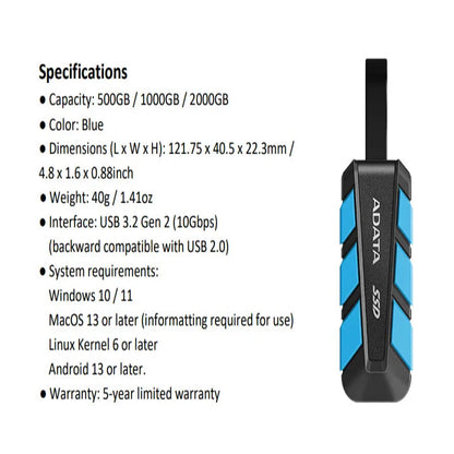 Portable SSD 500GB/1TB USB 3.2 (1050MB/s) Habicare
