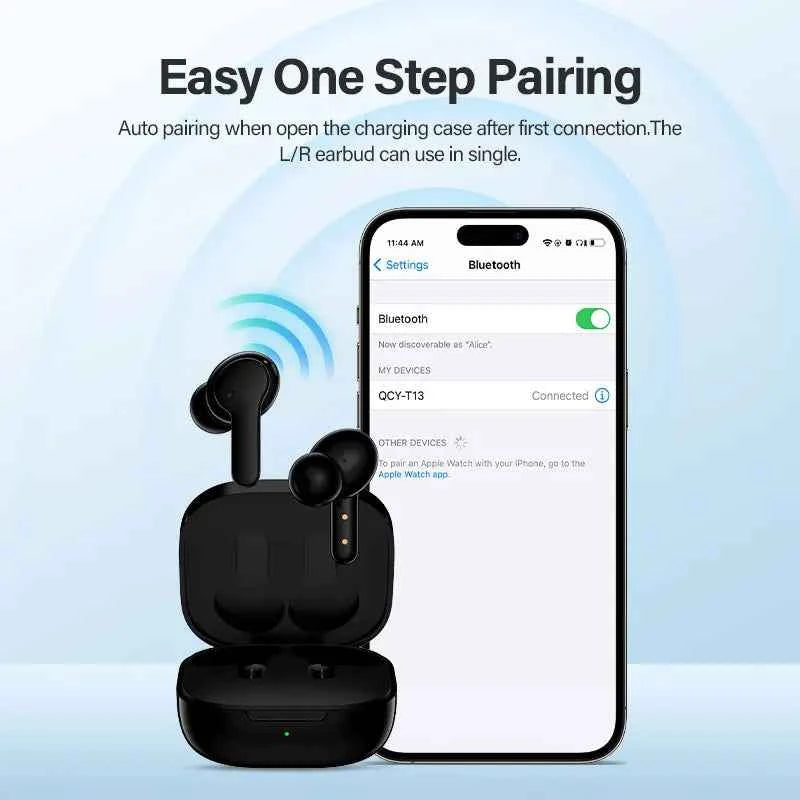 QCY T13 True Wireless Earphones Bluetooth 5.1 TWS Earphone 4 Mic ENC HD Call Headset Touch Control Hifi Earbuds 40H Standby