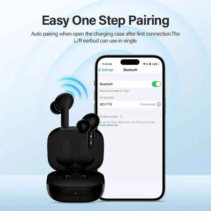 QCY T13 True Wireless Earphones Bluetooth 5.1 TWS Earphone 4 Mic ENC HD Call Headset Touch Control Hifi Earbuds 40H Standby