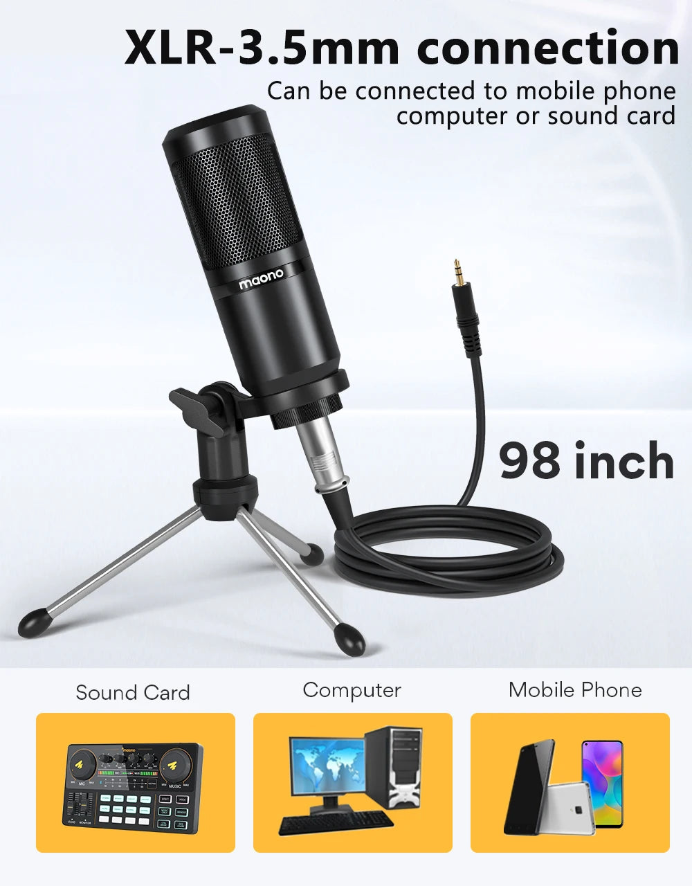 MAONO PM360TR Podcast Microphone 3.5mm Mic for Computer, Laptop, Phones