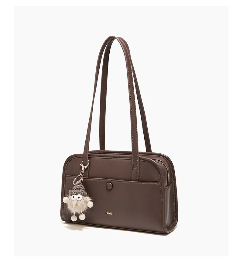 FOXER Female Shoulder Bag PU Leather Cross Body Bag 2026 New Fashion Messenger Bag Large Capacity Commute Daliy